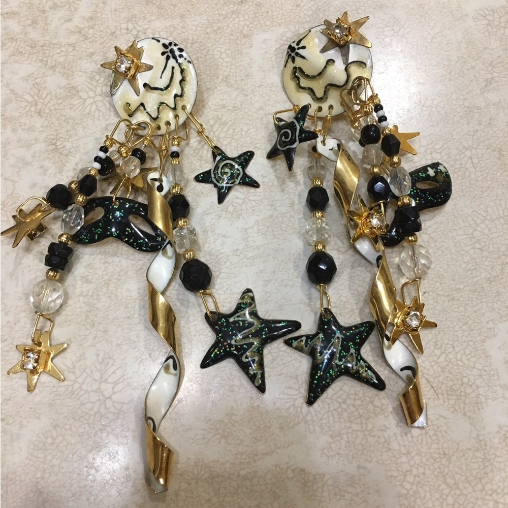 Vintage “Lunch at the Ritz” Collectible pierced earrings.  Mardi Gras